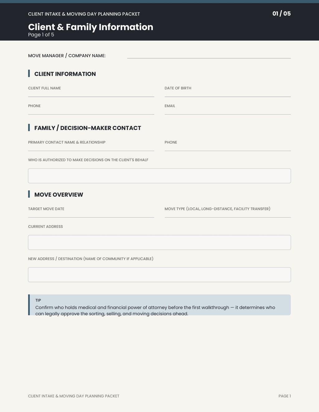 Packet page 1