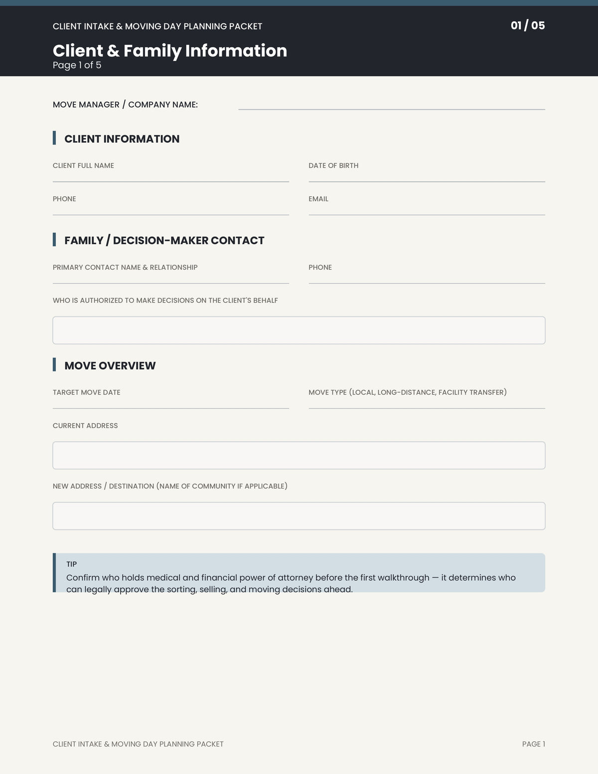 Packet page 1